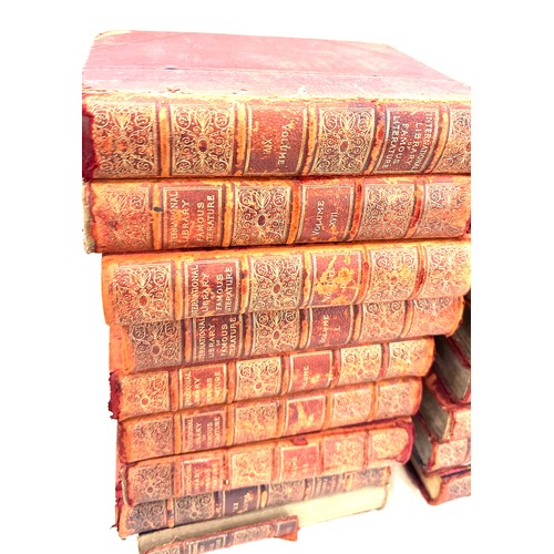 123 - Selection of vintage leather bound books, Libary of famous literations