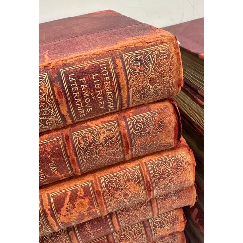 123 - Selection of vintage leather bound books, Libary of famous literations