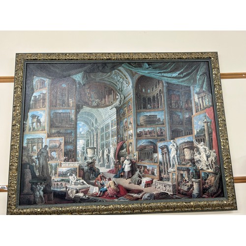 351 - Large framed Pannini 1760 original in louvre Paris, approximate measurements:  width 59 inches, heig... 