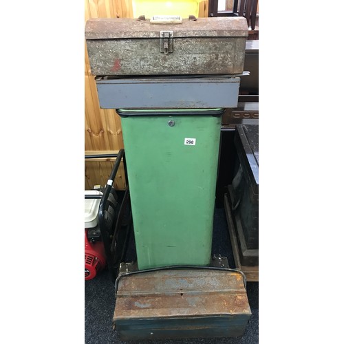 298 - Vintage metal cabinet and tools