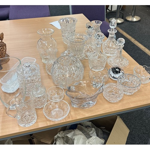 134 - Selection of glassware to include vases, decanters etc