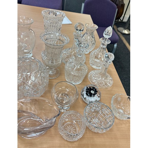 134 - Selection of glassware to include vases, decanters etc