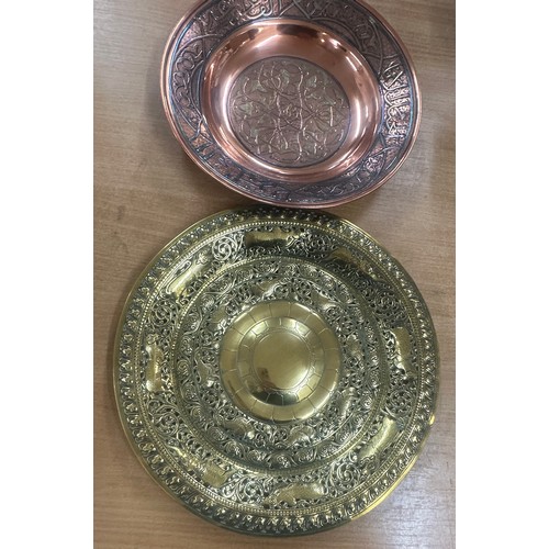 445 - Two oriental plates one brass one copper