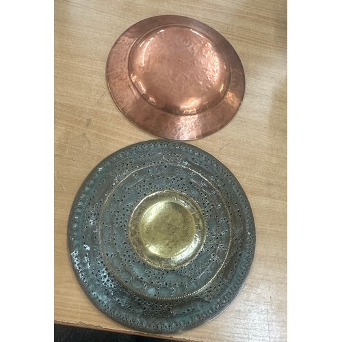 445 - Two oriental plates one brass one copper