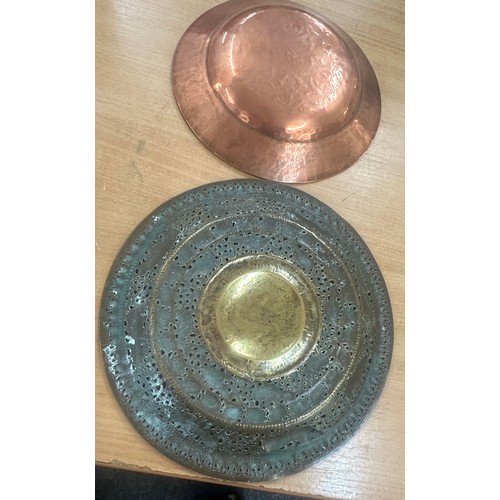 445 - Two oriental plates one brass one copper