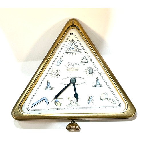 484 - Cased vintage triangular masonic pocket watch, aime ton semblable non working