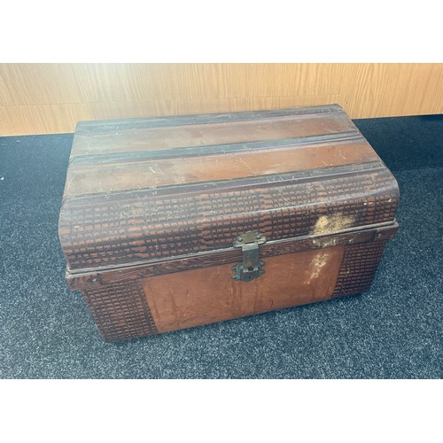 310 - Small metal trunk measures approximately 15 inches tall 25 inches wide 17 inches depth