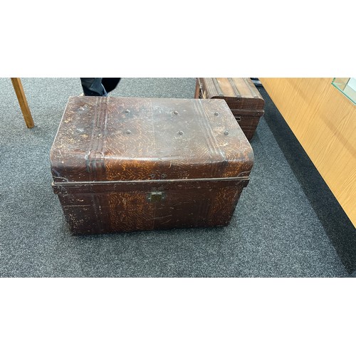 318 - Large metal storage trunk measures approximately 20 inches tall 30 inches wide 21 inches depth