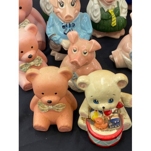 145 - Selection of novelty money boxes includes nat west etc