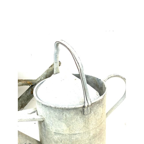 163 - 2 Galvanised watering cans and a barge ware watering can height of the tallest 16 inches