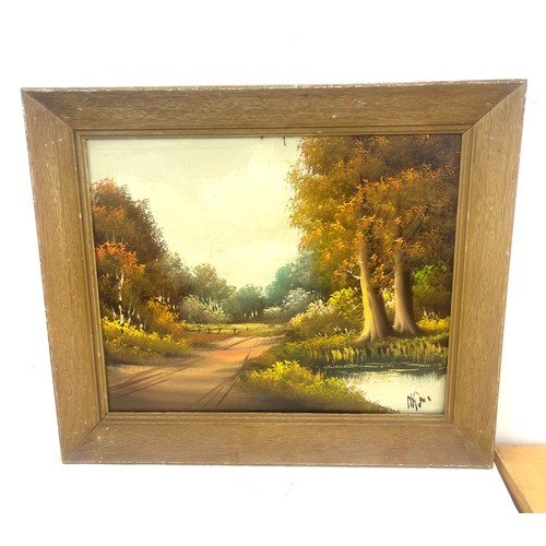 116 - Signed framed painting on board measures approximately 24inches tall  20 inches wide