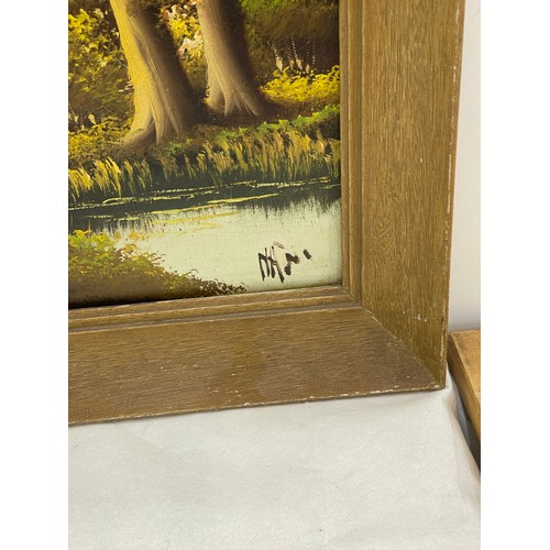 116 - Signed framed painting on board measures approximately 24inches tall  20 inches wide