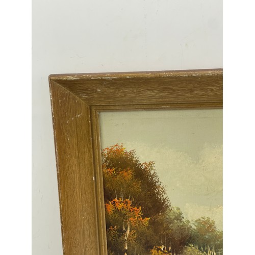 116 - Signed framed painting on board measures approximately 24inches tall  20 inches wide