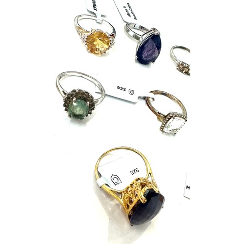 484 - Selection of 5 ladies Gempori stone set silver rings size t/u