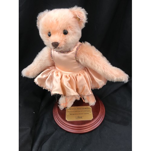 28 - Steiff  Vienna Ballerina on stand 661556 no 940 of 1500 musical bear with storage bag COA, working o... 