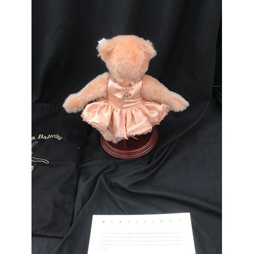 28 - Steiff  Vienna Ballerina on stand 661556 no 940 of 1500 musical bear with storage bag COA, working o... 