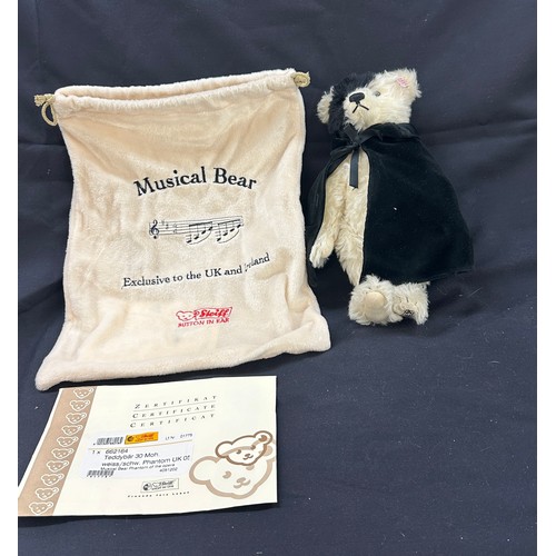 56 - Steiff Musical Phantom of the Opera Teddy Bear - 662164 - LE 3000 with dust bag and coas