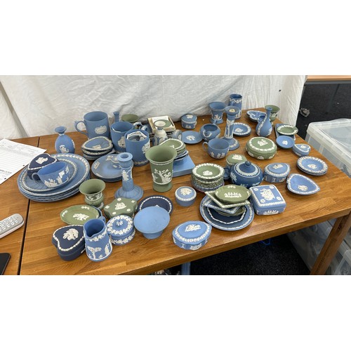 208 - Large selection of Wedgwood Jasperware, blue and green