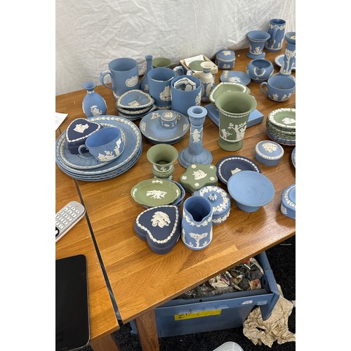 208 - Large selection of Wedgwood Jasperware, blue and green