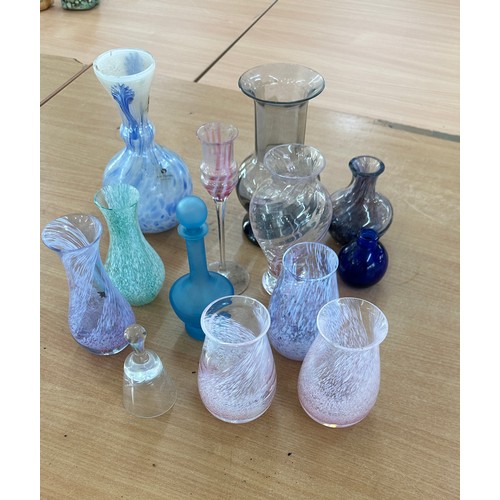 136 - Selection of coloured glassware to include Murano styled piece , Caithness etc