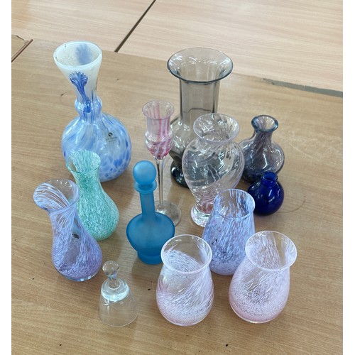 136 - Selection of coloured glassware to include Murano styled piece , Caithness etc