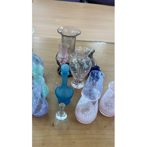 136 - Selection of coloured glassware to include Murano styled piece , Caithness etc