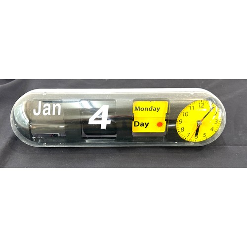 111 - Retro calendar desk clock 15 inches wide