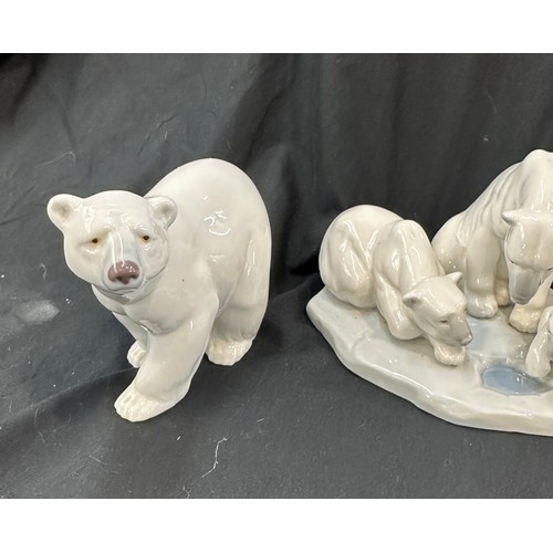 600 - Selection of 3 Lladro Polar bear ornaments, all in good overall condition