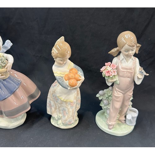 604 - 3 Lladro girl figures, all in good overall condition