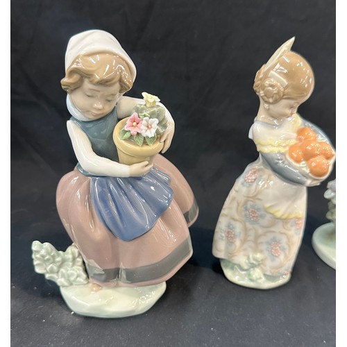 604 - 3 Lladro girl figures, all in good overall condition