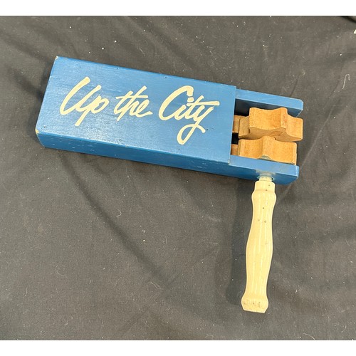 91 - Vintage blue football rattle - Up the city