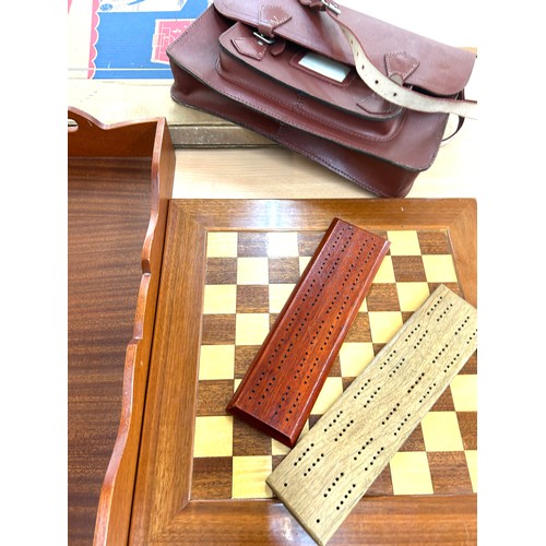 266 - Selection of vintage items to include a football game, wooden trays etc