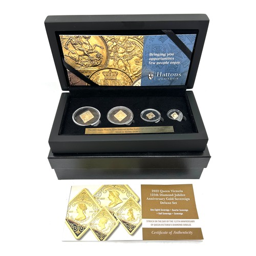 411 - Cased Hattons 2022 22 carat Queen Victoria 125th Diamond Jubilee anniversary gold deluxe sovereign p... 