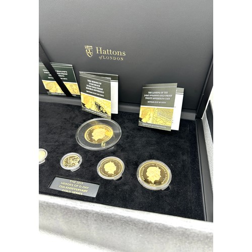 427 - Cased Hattons 22ct 2019 Heros of D Day 75th Anniversary gold prestige sovereign proof set, set inclu... 