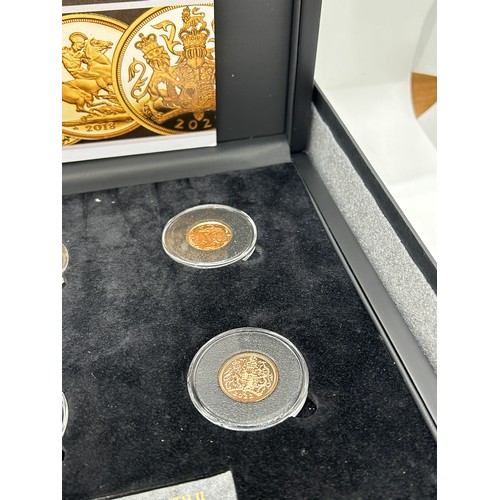 428 - Cased Hattons Queen Elizabeth II 22ct All the jubilees gold sovereign and half sovereign set of 2002... 