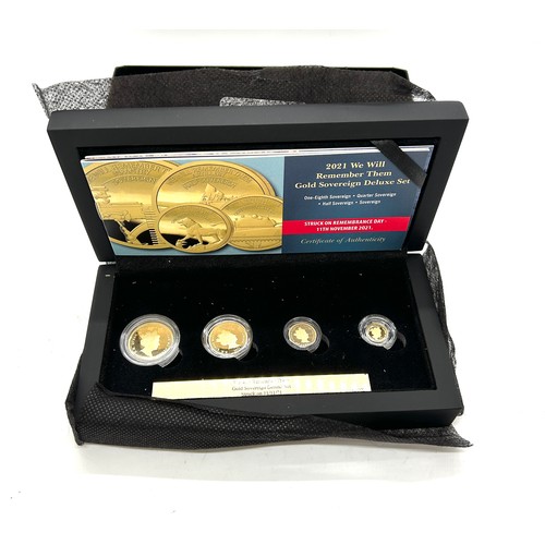 413 - Cased Hattons 2021 22 carat We will remember them gold deluxe sovereign proof set to include Soverei... 