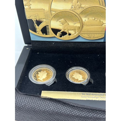 413 - Cased Hattons 2021 22 carat We will remember them gold deluxe sovereign proof set to include Soverei... 