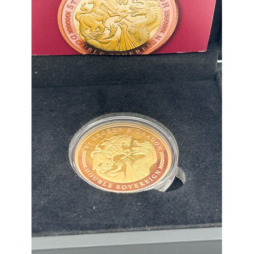 408 - Cased Hatton 22ct 2022 St George and the Dragon Bi-metallic gold double sovereign