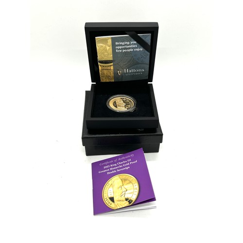 418 - Cased Hattons 22ct 2023 King Charles III greatest monarchs gold double sovereign