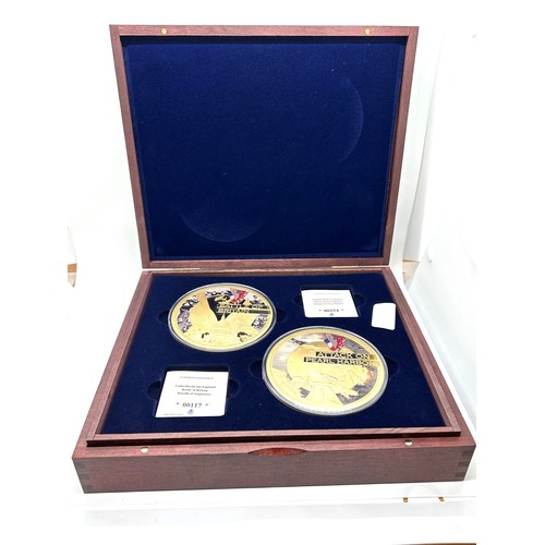 431 - Cased set of silver plated commemorative Pearl Harbour large coins / medals, limited edition