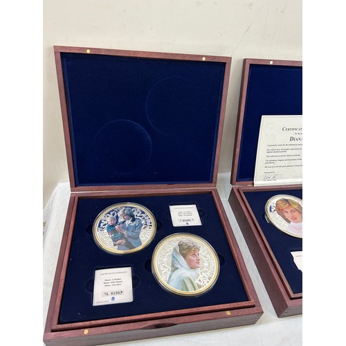 432 - 2 Cased silver plated Diana commemorative large coins / medals to include Diana a mother, Diana a le... 