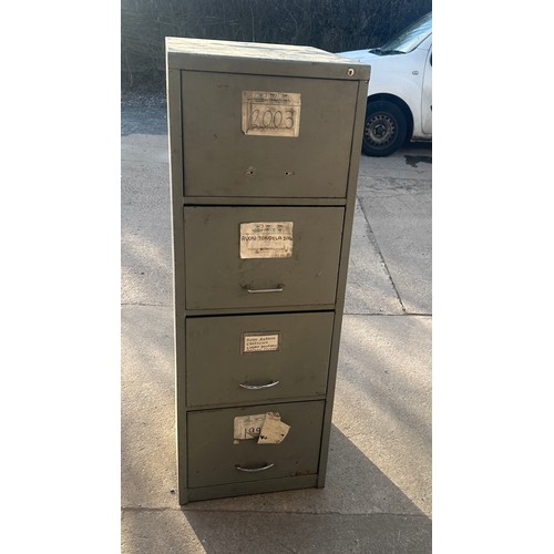 100N - Four drawer filing cabinet one handle missing ideal for garage etc