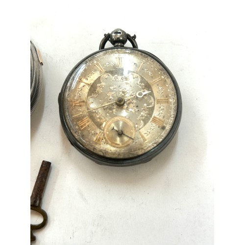 555 - Vintage silver pocket watch and a ladies silver fob watch along with a silver Albert chain