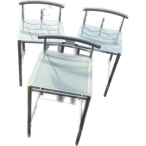 392 - Three metal and glass lamp tables/bed side cabinets measures approx 27 inches tall by 17 wide and 18... 