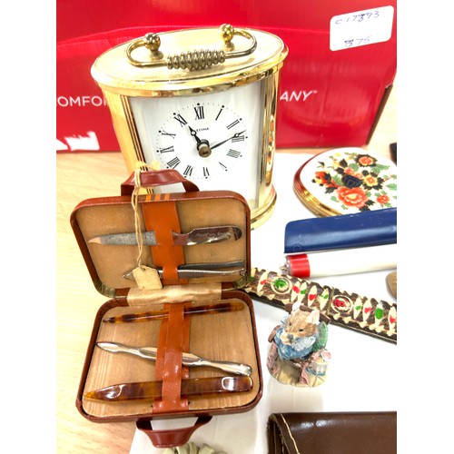 253 - Selection of collectables includes clock, figures etc