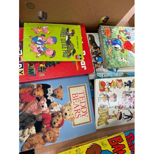 142 - Large selection of childrens vintage books / annuals to include Judy, Magic Roundabout, Ruprt the be... 