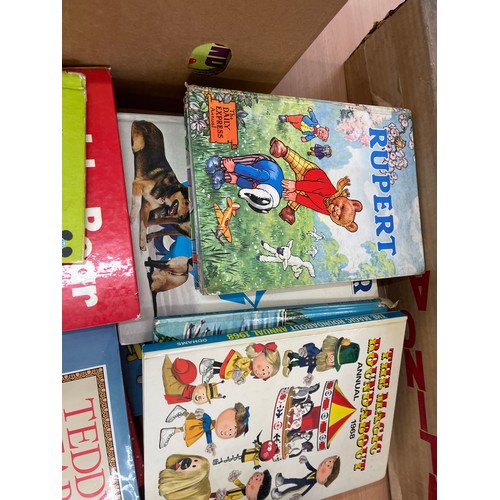 142 - Large selection of childrens vintage books / annuals to include Judy, Magic Roundabout, Ruprt the be... 