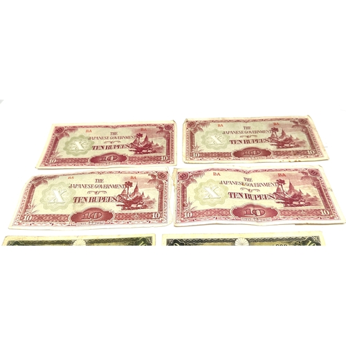 429 - 8 Old Japanese Bank Notes 10 Yen & ten rupees