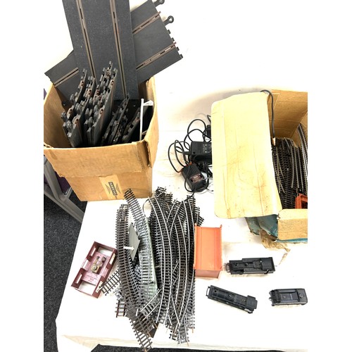 167 - Box of scalextric track and part electric train set