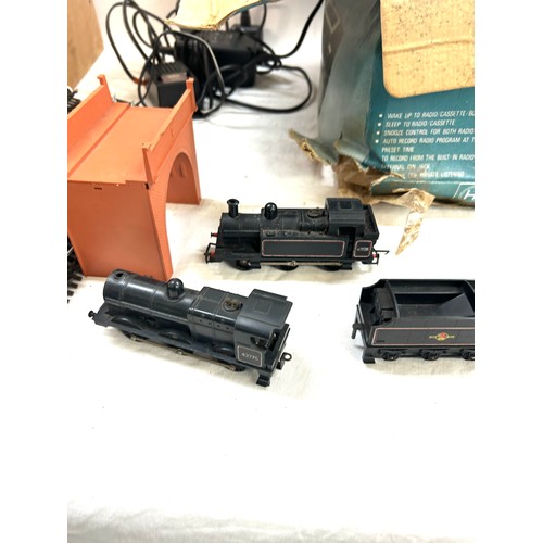 167 - Box of scalextric track and part electric train set